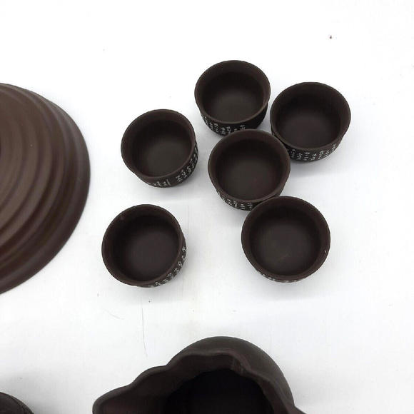 Vintage Yixing Zisha 10 Pc Brown Clay Chinese Tea Set In Original Box - Picture 8 of 9